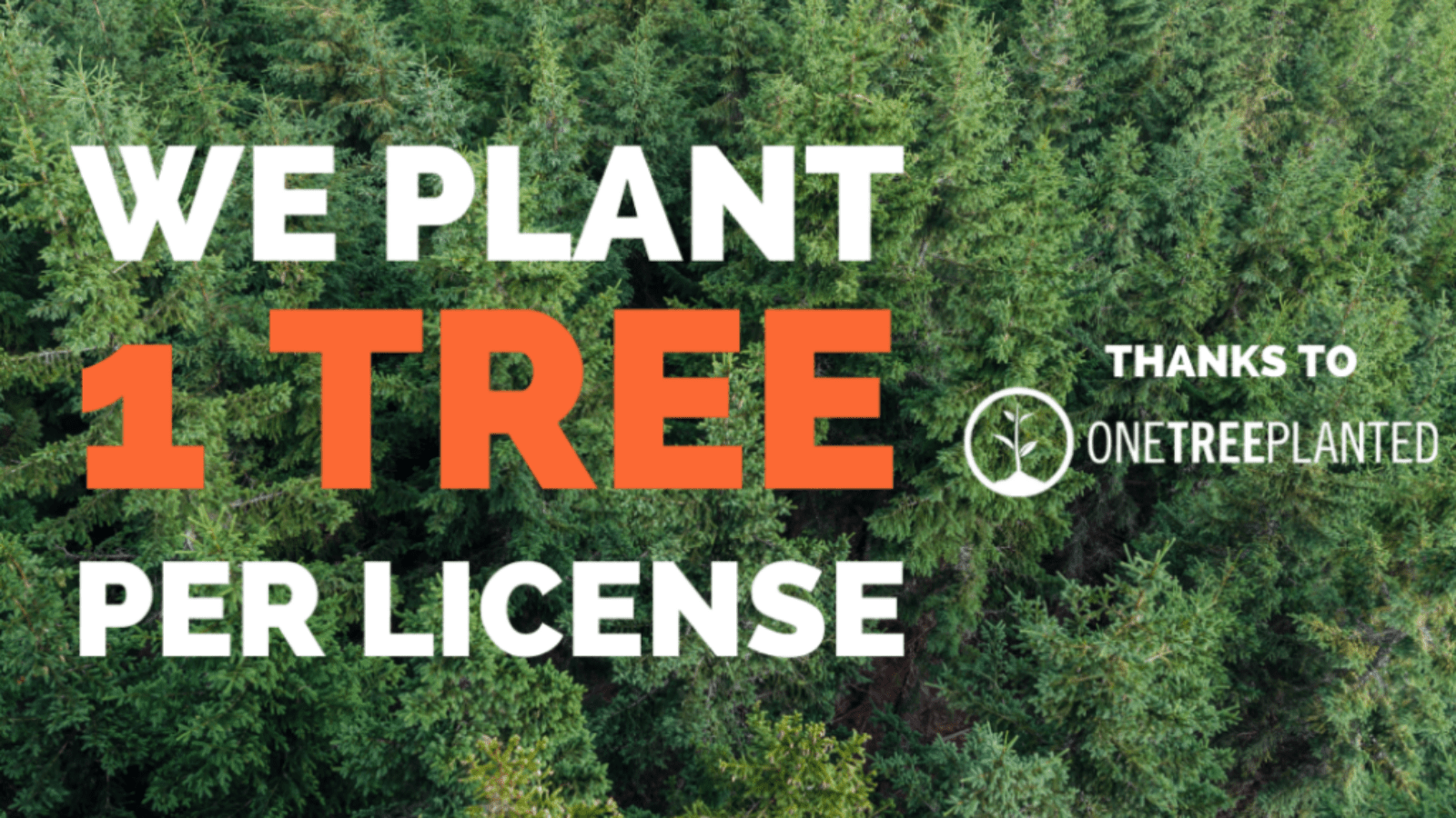Blog header announcing that Trayak plants one tree per license for our EcoImpact Compass platform through our partnership with One Tree Planted