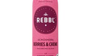 A bottle of REBBL's Shizanadra Berries & Creme health drink.
