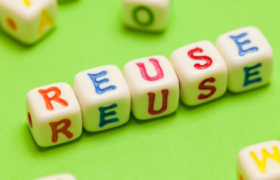 Beads spell out 'Reuse'